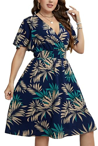 LIAMERHE Grande Taille Robe Femme Manches Longues Col V Elegant Robes Automne Maxirobe de Vacances Hiver A-Line Casual Rouge 3XL