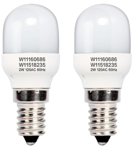 CZECHENG 2PCS W11518235 W11160686 Refrigerator LED Lamp Light Bulb Replacement 120V 2W Fits for Whirlpool Kenmore Refrigerator Bulb W10865839, WPW10473925, W10473925, W10574850, W10809515