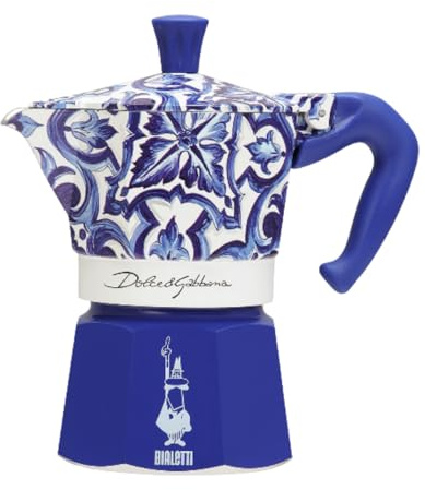 Bialetti Dolce & Gabbana Mocha Express Blue Mediterraneo para 3 tazas, fuego directo (cafetera, cafetera espresso)