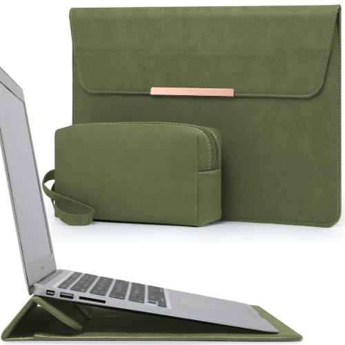 HYZUO 13 Zoll Laptop-Hülle mit Ständer für MacBook Air, Olivgrün | für MacBook Air 13 A3449 M5-M1 2026-2018, 13 MacBook Neo 2026 A3404, MacBook Pro 13 M2 M1, 13 iPad Pro/Air, Surface Pro