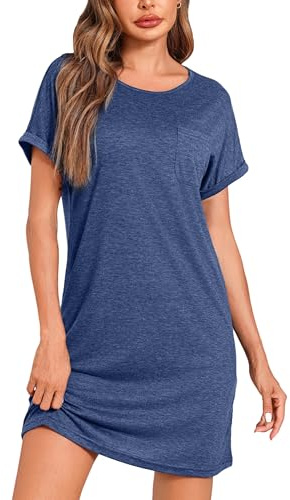 Leversic Chemise de Nuit Femme Coton Manches Courtes Grande Taille | Douce et Légère, Cette Chemise de Nuit Femme Grande Taille Offre Un Confort Agréable Pour Dormir et Se Détendre à la Maison