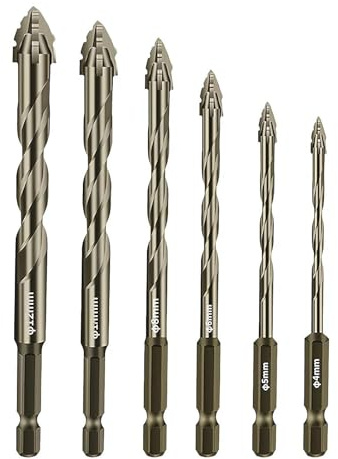 6 brocas excéntricas de cuatro flautas, broca acogedora para el hogar, broca de varios tamaños recubierta de titanio, broca dentada de cuatro filos, broca excéntrica de alta dureza para metal, madera,