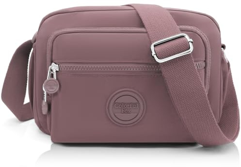 GOUNNU Sac Bandouliere Femme Casual Nylon Imperméable Sac à Main avec Bandoulière Réglable Sacs à Bandoulière Multi Poches Moyen Pour Le Shopping,Multifonctionnel Sac Besace (Rose Violet)