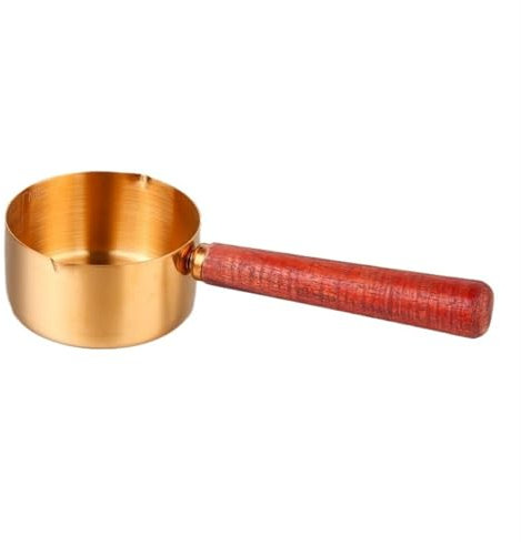 Saucière avec couvercle Saucière commerciale en acier inoxydable avec poignée, saucière à Steak, manche en bois, saucière occidentale, plat à tremper for salade de tomates Saucière de Thanksgiving(Gra