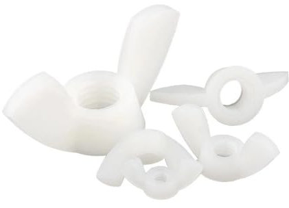 CTRSM Flügelmuttern, 50 Stück Schwarz/Weiß Kunststoffmutter Flügelmutter Mutter Kunststoff Flügelmutter M3 M4 M5 M6 M8 M10 M12(White,M10)