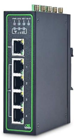 InHand Networks IR315 4G Industrial Router,LTE CAT4,Wi-Fi,IoT Gateway,VPN Router, Dual Sim Slots,5 Fast Ethernet Ports RJ45,Din-Rail,Cloud Managed,Unlocked((GNSS&RS485+RS232 Port)