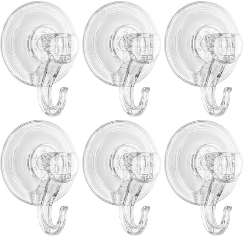 Gancho con ventosa, gancho de succión reutilizable, extra fuerte al vacío (6 unidades) | Gancho con ventosa para ventana, cristal, baño, cocina, baño
