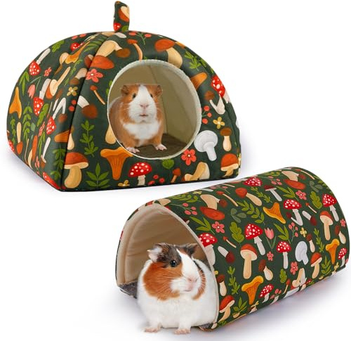 Hedgeink Casetta e Tunnel per Porcellini d’India – Tana Morbida e Giocattolo per Conigli, Chinchilla, Furetti e Piccoli Animali – Letto Lavabile Caldo e Antiscivolo