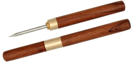 Jiqoe Leather Hole Punching Awl Wood Handle Leather Punching Awl With Protective Lid For Leather Craft Punching Stitching