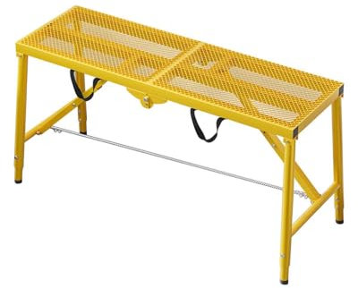 Plataforma de Trabajo metálica Plegable para Uso Interior y Exterior. Taburete de andamio Antideslizante para Trabajar en escaleras. Color Negro y Amarillo. 180 x 30 cm (70,9 x 11,8).