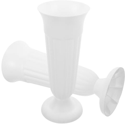 ibasenice Vaso Commemorativo per Tombe, Set 2 Pezzi in Plastica Bianco