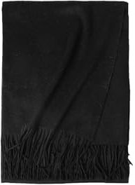 Weicher warmer Damen-Schal, solide Quaste, verdickter Schal, weich, warm, klassischer Quasten-Fransenschal, Schwarz , 200-70 cm
