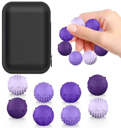 Rongrongago 8 Piezas Bolas Magnéticas de Silicona por Fricción,Magnetic Balls Fidget Toy,Bolas Magnéticas Anti Estrés,Juguetes de Silicona Antiestrés para Adultos y Niños（Verde） (Púrpura)