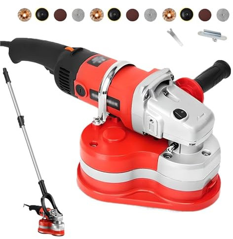 Smerigliatrice per calcestruzzo Levigatrice angolare elettrica professionale per cemento, 2800 giri/min, 3000 W, con 6 velocità di regolazione e impugnatura ausiliaria, levigatrice per paret