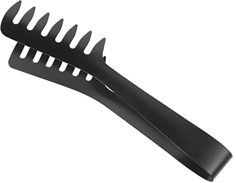 BESTYASH Stainless Steel Spaghetti Serving Tong Thickened Metal Pasta Clip 1.0mm Black Polished Food Tong for Kitchen Cooking and Buffet