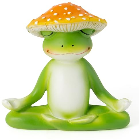 CYjorkbgg Meditation Frog Resin Statue - Yoga Meditation Frog Statue for Desk Living Room Resin Figurine for Home Patio Office Decoration Cute Plant Statues for Tabletop Garden Office Backyard Decor