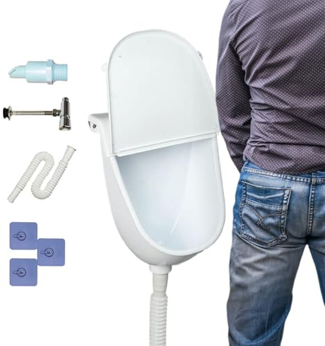 Wandmontiertes Urinal Spülurinal, Überlaufsicher, Deckel Inklusive | Wandmontierter Urin-Umleiter für Männer Für , Männer, Kinder, Camping, Garage, Gärten, Toiletten, Außenbereich und