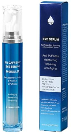 Siero per gli Occhi alla Caffeina, Riduce Efficacemente Borse e Gonfiori, Schiarisce le Occhiaie Scure, Idrata Intensamente la Pelle Delicata, Rassoda e Leviga la Zona Oculare