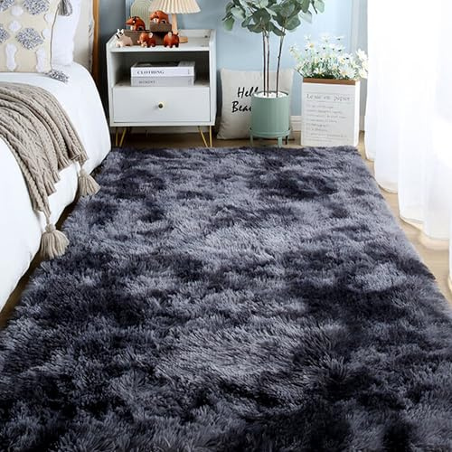 MEILIPA Moderner Hochflor 100 x 300 cm Flauschiger Flauschiger Hochflor Teppich Hochwertiger für Schlafzimmer Kinderzimmer, Dunkelgrau