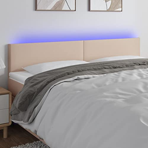Frdhee Wandkissen Bett, LED Kopfteil Cappuccino-Braun 160x5x78/88 cm Kunstleder Kissen Rückenkissen für Betthaupt Bettzubehör Schlafzimmer, Schlafzimmer Kopfteil