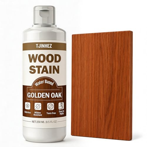 Wood Stain 250ml, Water Based Wood Stain, Indoor & Outdoor Wood Finish for Furniture, Cabinets, Doors & Wood Surfaces - Fast Drying, Low Odour, Non-Toxic & Easy to Use (Golden Oak)