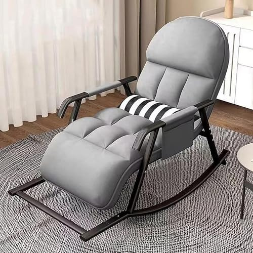 Ogimeka Mecedora XXL, sillón de salón para exteriores, extragrande, con acolchado, ajustable en 5 posiciones, para salón, dormitorio, balcón, jardín, hasta 150 kg (gris)
