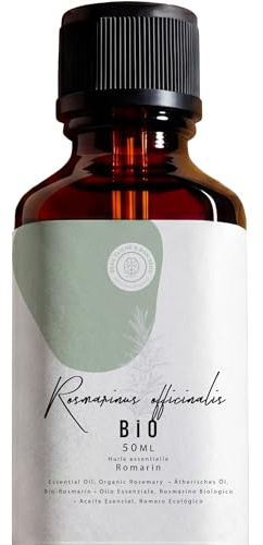 50ml Rosmarinölja BIO (Cineol/Rosmarinus Officinalis) - 100% Ren, Naturlig och Ekologisk för Inhalation, Aromaterapi, Diffusor, DIY Hår - Organic Rosemary Essential Oil