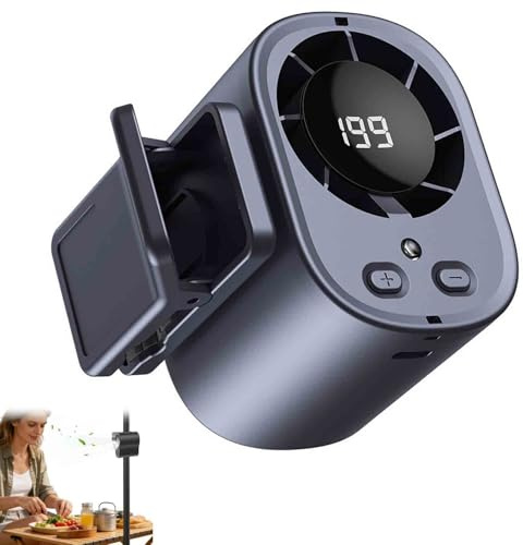 Ventilatore per condizionatore d'aria con display a LED, rotazione a 360°, 199 velocità, regolabile, portatile, ricaricabile tramite USB, mini ventilatore per auto, ufficio e viaggi