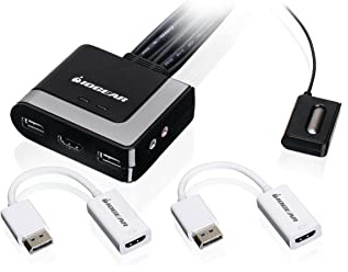 IOGEAR 2-Port HD Cable KVM with DisplayPort Adapters (GCS62HDPKIT)