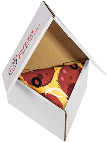 Rainbow Socks - Pizza Slice Box Socks - Pepperoni - Damen Herren Pizza Socken 1 Paar