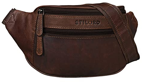 STILORD Marian Gürteltasche Leder Vintage für Herren Damen Bauchtasche Hüfttasche für Handy Kosmetik Kamera Reisen Party Konzerte Festival Echtleder Farbe:Cognac - Dunkelbraun