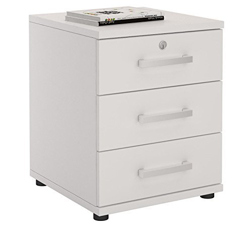 CARO-Möbel Bürocontainer Schreibtischcontainer Büroschrank Toronto, weiß, abschließbar mit 3 Schubladen, 44 x 58 x 45 cm