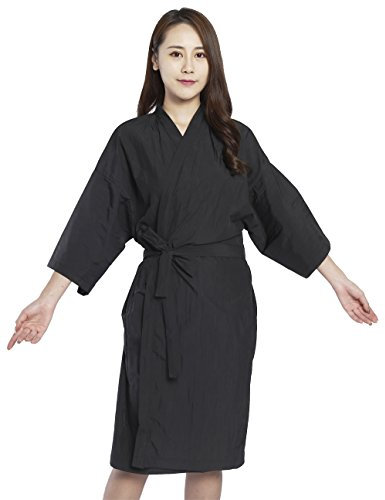PERFEHAIR Bata de peluquería para cliente estilo kimono, Capa para peluquería – 109cm de largo (Negro)