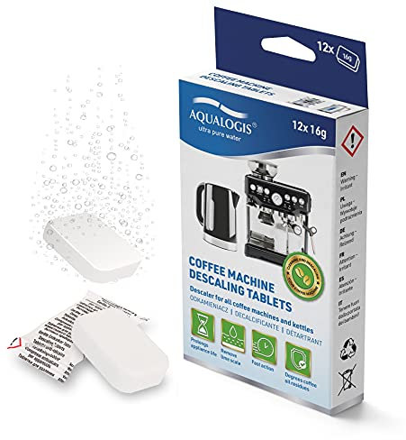 Aqualogis Descaling Descaler Tablets Compatible with Bosch Tassimo Senseo Nespresso Dolce Gusto Coffee Machines (12 tab)