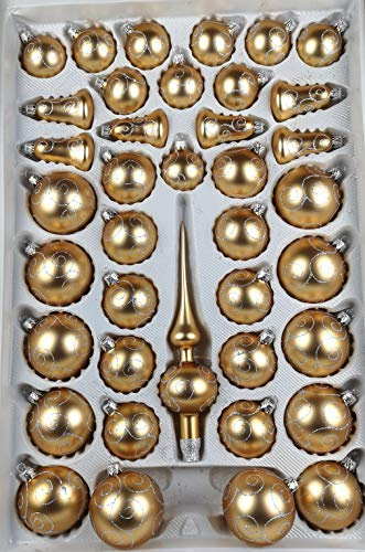 39 TLG. Glas-Weihnachtskugeln Set in Classic Gold Silberne Ornamente - Edle Neuheit - Christbaumkugeln - Weihnachtsschmuck - Christbaumschmuck