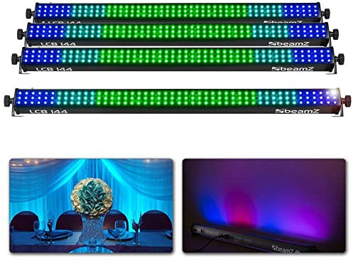 BeamZ LCB144 - LED Bar 4er Set Lichteffekte, Lightbar, Lichtanlage musikgesteuert, Strahler Discolicht Partylicht Beleuchtung RGB Bühnenbeleuchtung für Wände, Decken, Bars, etc.