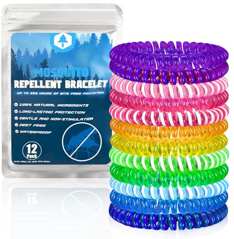 Mosquito Repellent Bracelet, LYUNIT 12 Packs Mosquito Bands, 100% Natural Deet Free Insect Repellent Bands, Anti Insects,Bugs and Midge, Long-Lasting Waterproof, Safe Pest Control for Kids and Adults