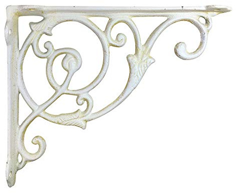 zeitzone Regalträger Shabby Chic Weiß Regalhalterung Gusseisen Antik-Stil 18x22cm