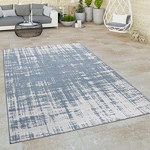 Paco Home In- & Outdoor Teppich Balkon Terrasse Küchenteppich Vintage Moderne Muster, Grösse:120x160 cm, Farbe:Weiß