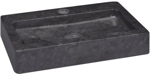 vidaXL Lavabo Mural Salle d'Eau Vasque à Poser de Toilette Lave-mains de Salle de Bain Lavabo de Salle d'Eau Maison Intérieur Noir 38x24x6,5 cm Marbre