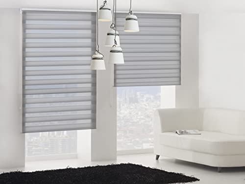 Purline | Store Enrouleur Nuit et Jour Store Complet Dimensions Largeur x Hauteur 140x250 cm – Store Nuit et Jour Tissu Taille 137x245 cm- Store Nuit et Jour Couleur Gris