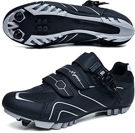 GZQIAWY Radfahren MTB Schuhe Herren Sport Route Cleat Road Dirt Bike Speed ​​Flat Sneaker Racing Damen Fahrrad Mountain SPD Biking Schwarzer Berg 43