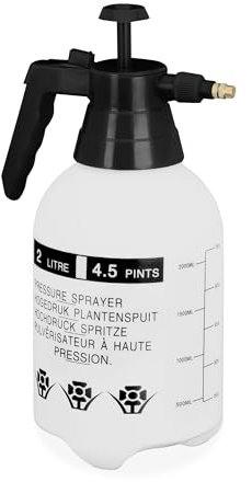 Relaxdays Spruzzatore a Pressione da 2 L, Ugello Regolabile, Nebulizzatore Acqua e Diserbante, da Giardino, Bianco Nero