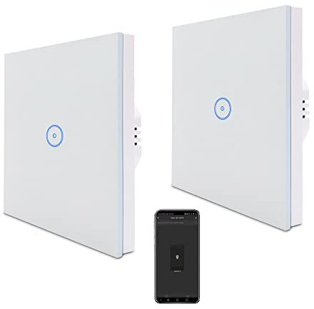 ZigBee Lot de 2 interrupteurs intelligents 1 voie Zauzau compatibles avec HomeKit, Alexa et Home Assistant, commande vocale et télécommande (hub-HUE ZigBee nécessaire)