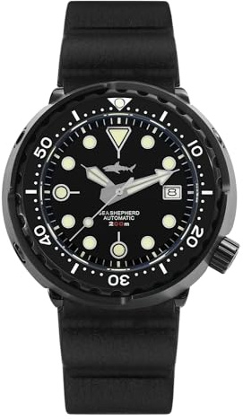 TACTICAL FROG Heimdallr Uhren für Herren, NH35A, automatische 200 m Taucheruhren, Saphirglas, Herren-Armbanduhr, leuchtend, selbstaufziehend, 47 mm Zifferblatt, Schwarzes Gummi, Taucher, mechanisch
