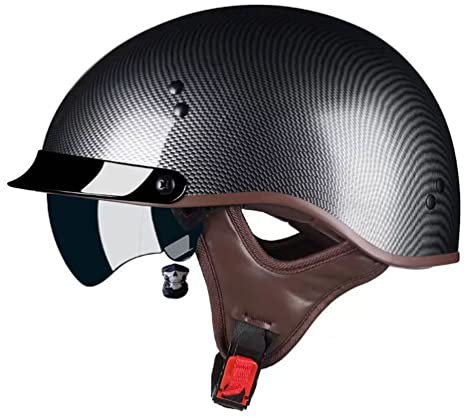 Smilfree Halbschalenhelm mit ECE-Zulassung Motorradhelm für Damen und Herren Erwachsene Rollerhelm Cruiser Chopper Skateboardhelm Motorradhalbhelm mit Visier