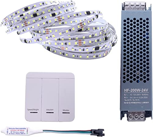 TOPXCDZ DC24V 10M WS2811 Pferderennen LED Streifen 2835 120Led/m Laufendes Wasser Fließendes Licht mit Wireless Controller Kühles Natürliches Warmes Weiß (Cool White)