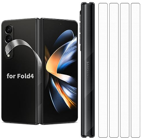 4 Pack for Samsung Galaxy Z Fold 4 Hinge Protector Skin Wrap Phone Cover Film Sticker Carbon Fiber 3M Flexible PVC Vinyl Thin Decal Protective Film for Side Border HD Clear (Transparency HD Clear)