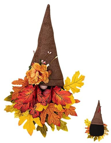 NOLITOY Ahornblatt Gnom Für Thanksgiving Herbstliche Türdekoration Rustikale Erntedankfest-Girlande Wetterfestes Deko-Element Für Zuhause Balkon Und Mehr