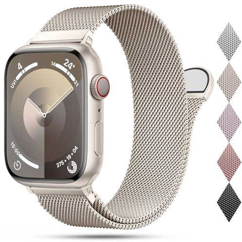 OULUOQI Kompatibel mit Apple Watch Armband 40mm 42mm 41mm 38mm 46mm 45mm 44mm Damen Herren, Einstellbar Edelstahl Metall Armbänder für iWatch Series 11 10 9 8 7 6 5 4 2 SE 3 Ultra 3
